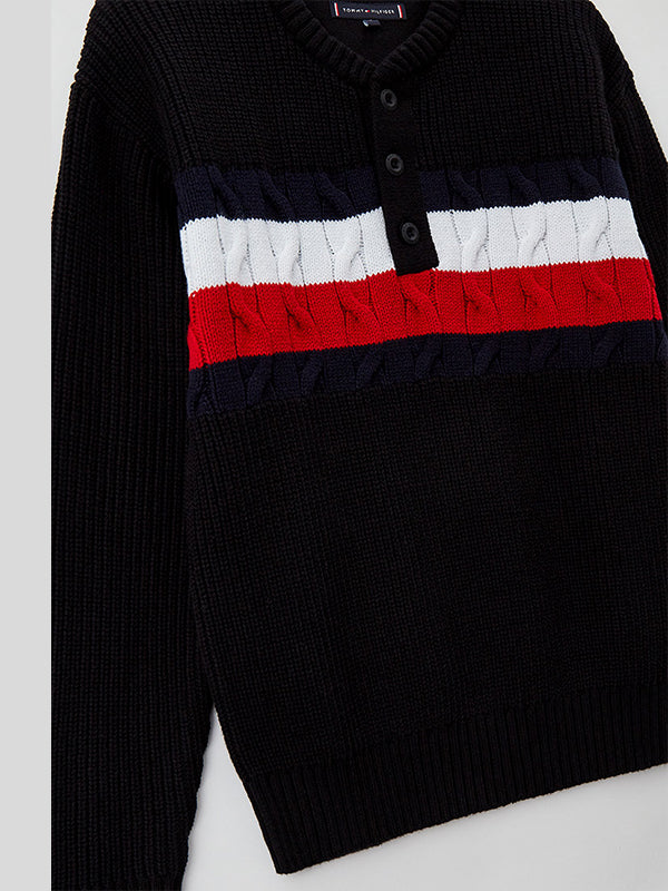 Global Stripe Henley Black / 10