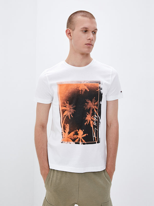 Palm Photo Print Tee White / L