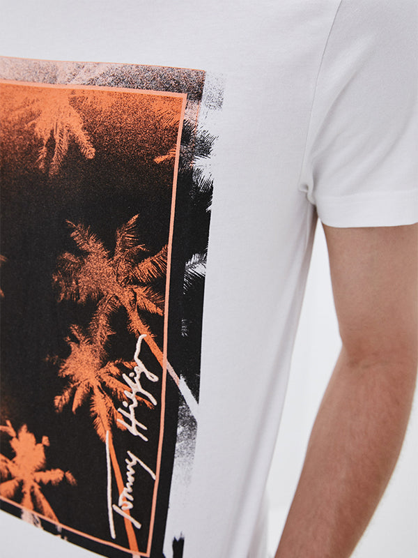 Palm Photo Print Tee White / L