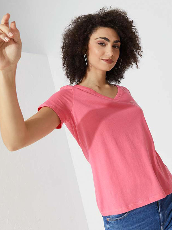 Tjw Slim V-Neck Retr Botanical Pink / L