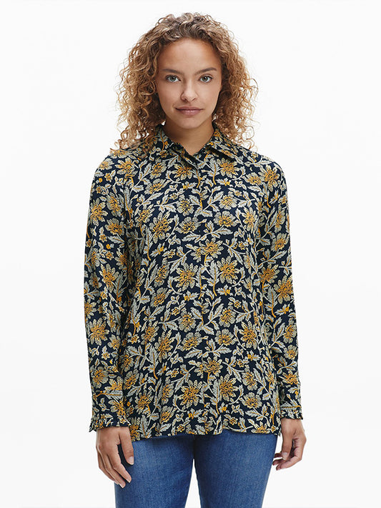 Viscose Crepe Blouse Floral Aop / Amber Glow / 42