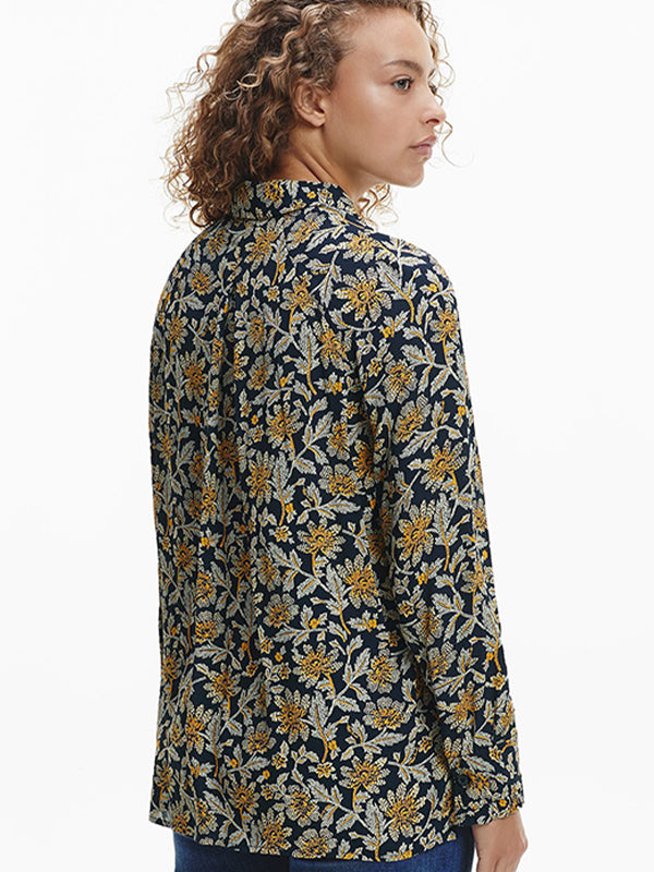 Viscose Crepe Blouse Floral Aop / Amber Glow / 42