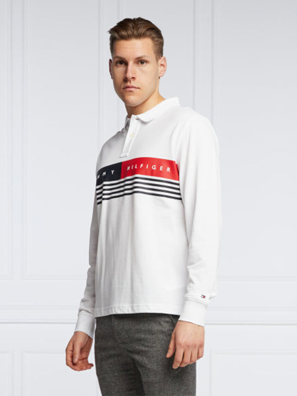 Corp Chest Stripe Ls White / L