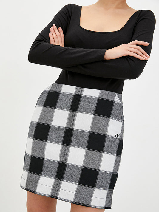 Checked Skirt Ck Black/Bright White / L