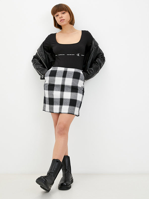 Checked Skirt Ck Black/Bright White / L