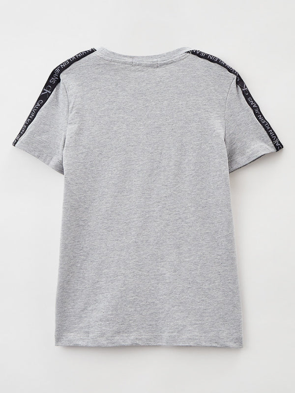 Logo Tape Fitted T-S Light Grey Heather / 10