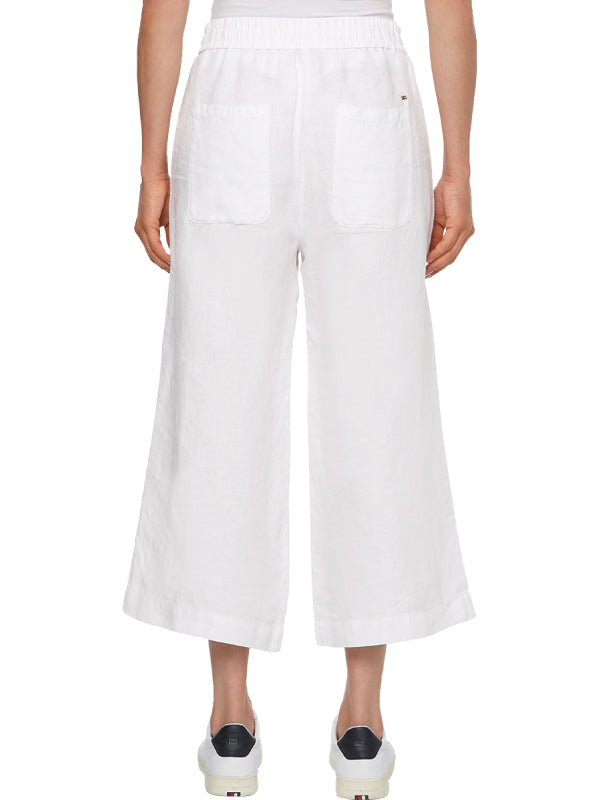 Linen Wide Leg Crop White / 42