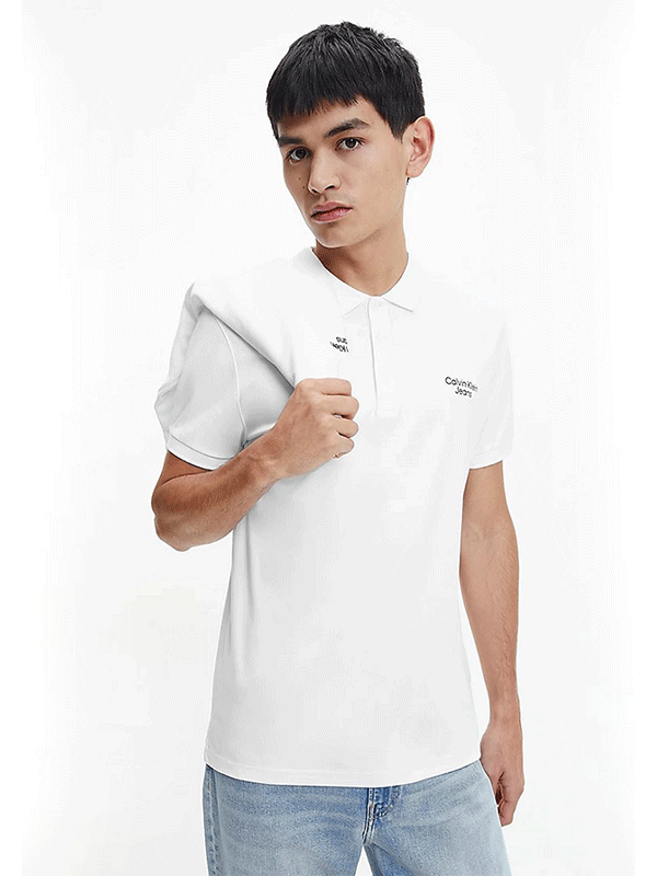 Stacked Logo Polo Bright White / L