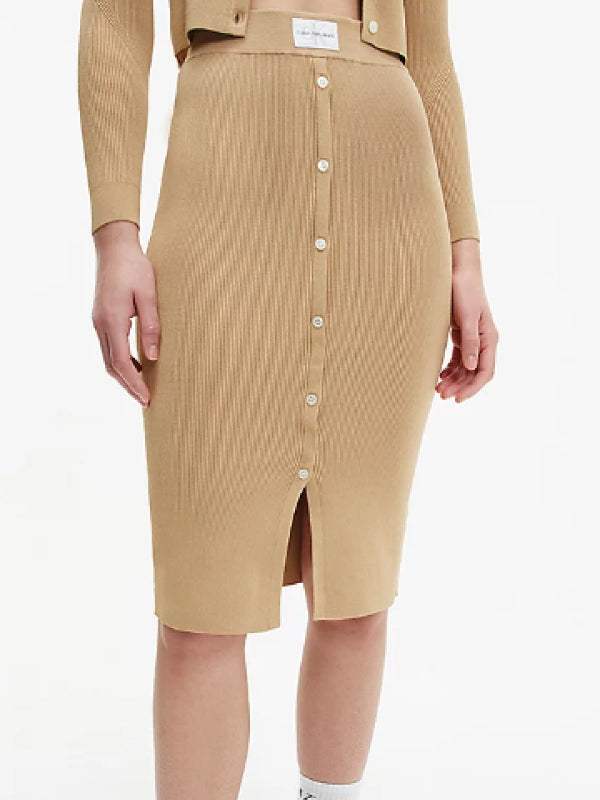 Badge Knitted Skirt Tawny Sand / L