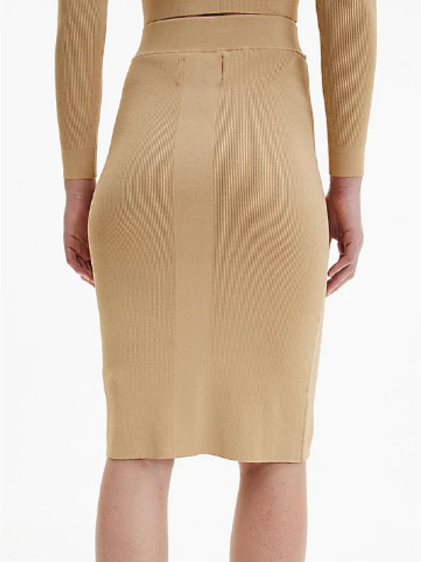 Badge Knitted Skirt Tawny Sand / L