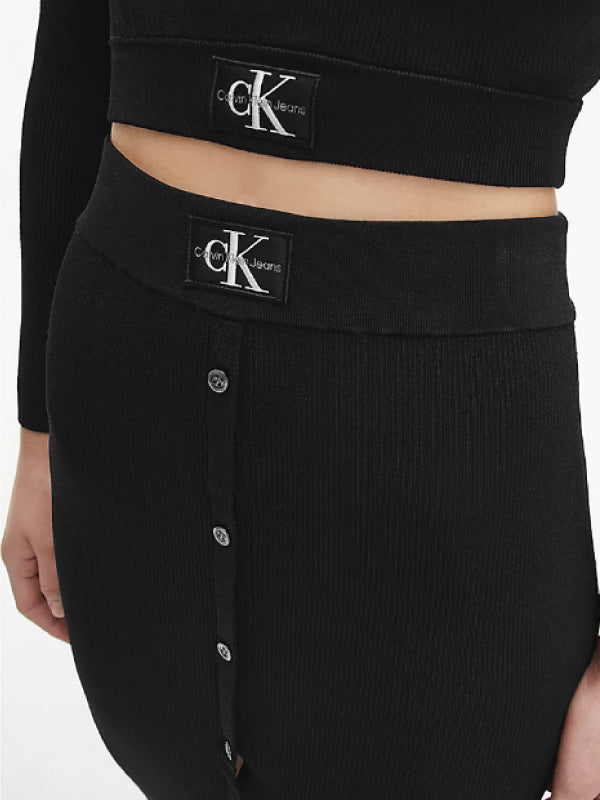 Badge Knitted Skirt Ck Black / L