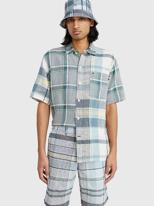 MADRAS BLOCKING SHIRT S/S Lofty Blue / Multi / L