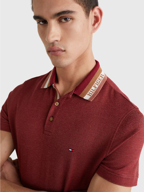 Collar Logo Mouline Regular Polo Rouge / L