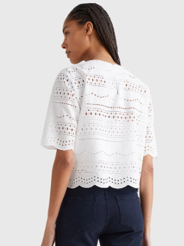 Broderie C-Nk Blouse Ss Th Optic White / 42