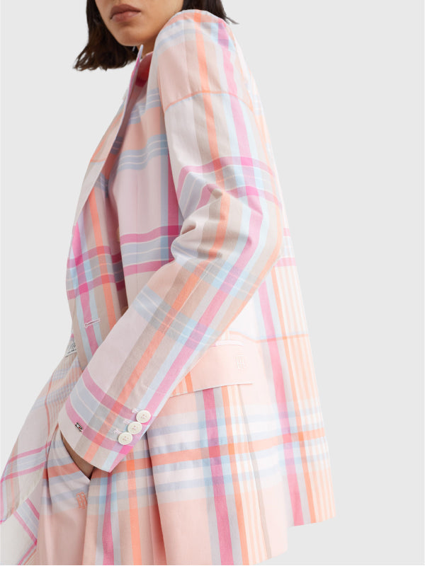 Cotton Madras Check Db Blazer Lg Madras/ Sunset Peach / 42