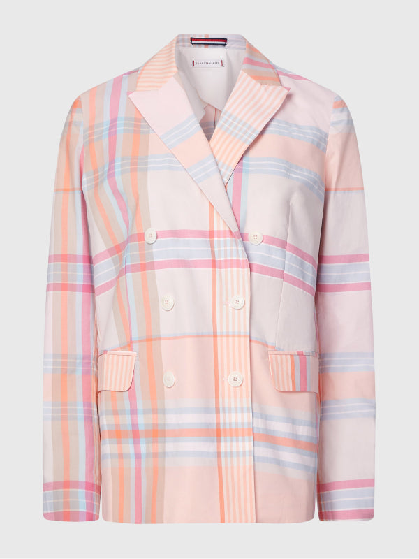 Cotton Madras Check Db Blazer Lg Madras/ Sunset Peach / 42