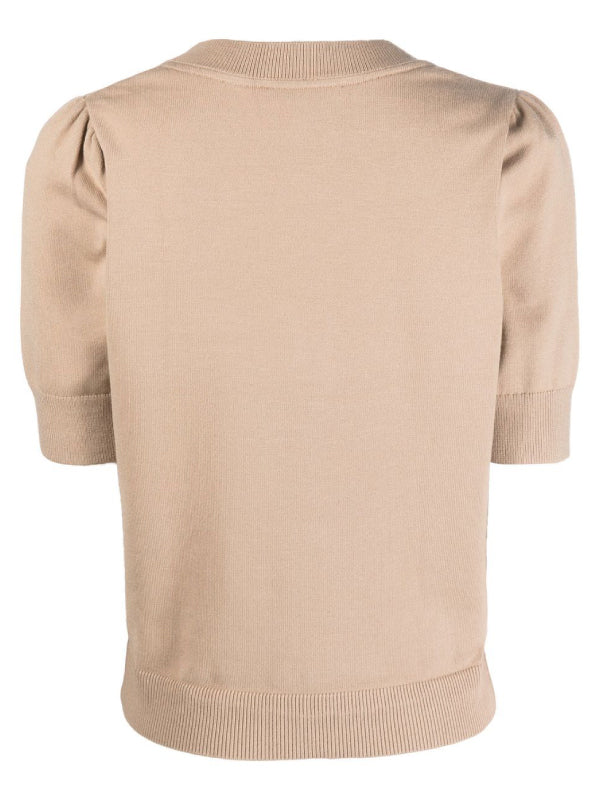 Soft C-Nk Puff Shoulder Sweater Beige / L