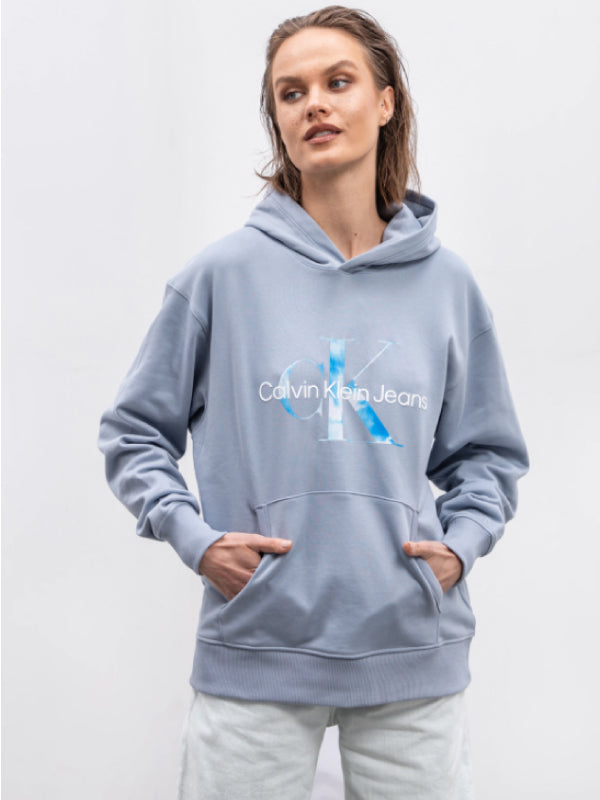 Aqua Monogram Hoodie Silver Sky / L