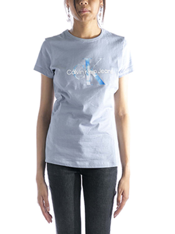 Aqua Monogram Slim Tee Silver Sky / L