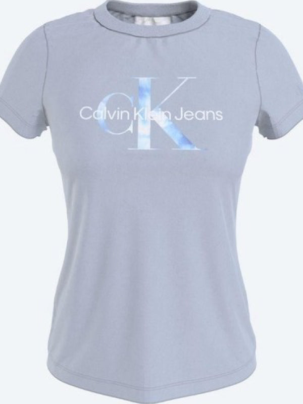 Aqua Monogram Slim Tee Silver Sky / L