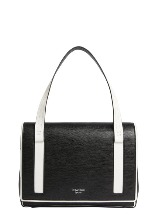 Block Flap Shoulder Bag Black / Bright White / OS