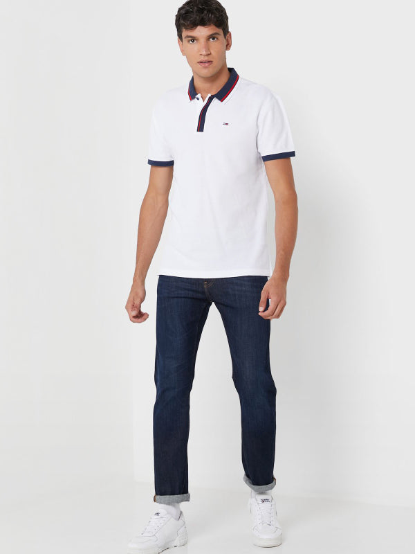 Tjm Tipped Honeycomb Polo White / L