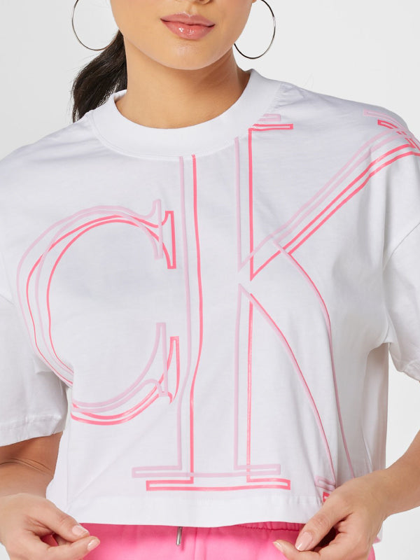 Illuminated Ck Crop Tee Bright White / L