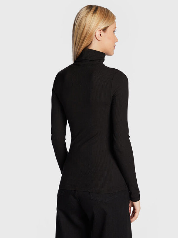 Modal Rib Roll Neck Top Ck Black / L