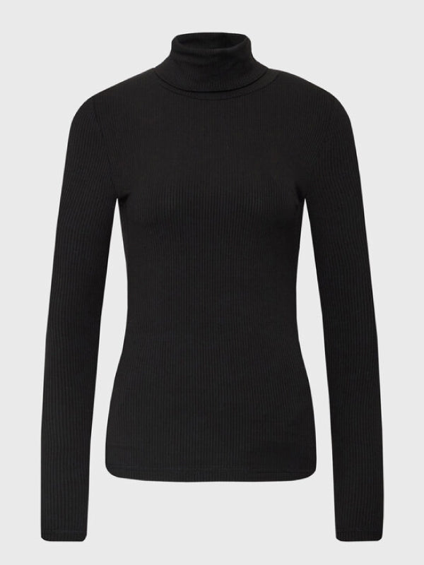 Modal Rib Roll Neck Top Ck Black / L