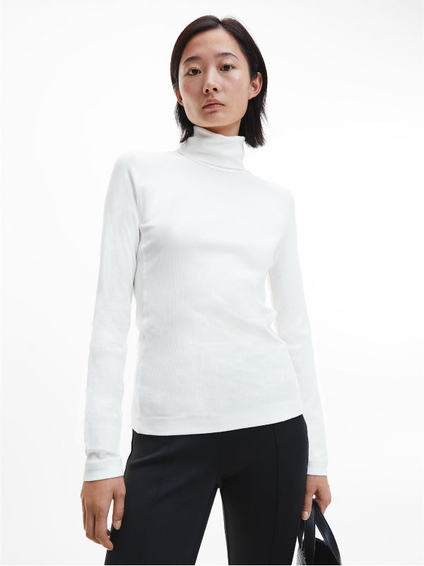 Modal Rib Roll Neck Top Ecru / L