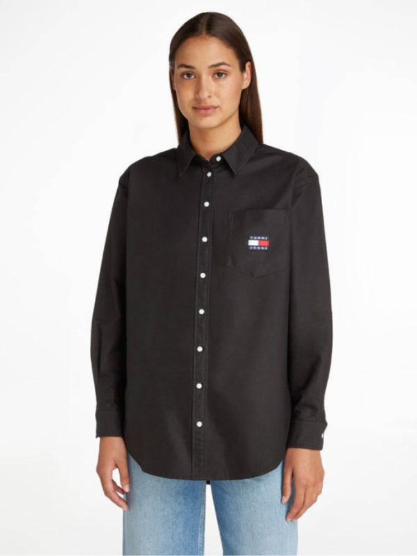 Tjw Badge Boyfriend Shirt Black / L