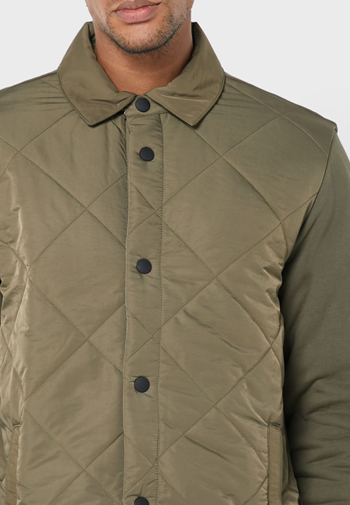 Mix Media  Quilted Coach Jacket Army Green / L