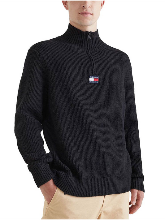 Tjm Rlxd Badge Zip Mock Neck Black / L