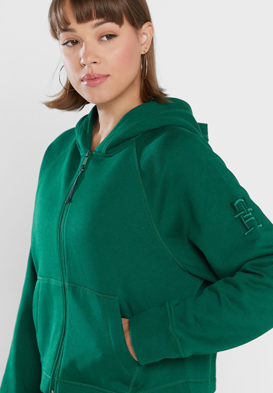 Relaxed Th Short Zipper Hoodie Prep Green / L