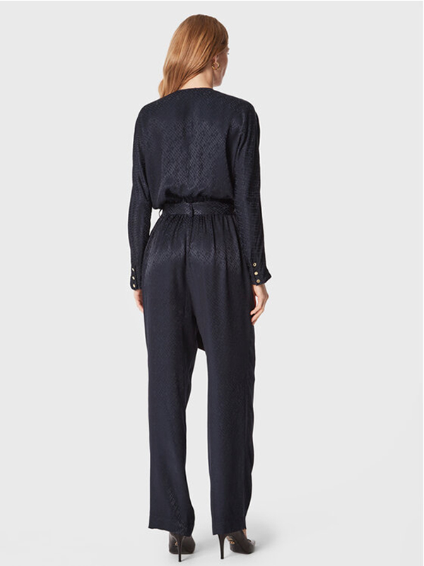 Vis Jacquard Jumpsuit Ls Tonal Monogram Jacquard /Desert Sky / 42