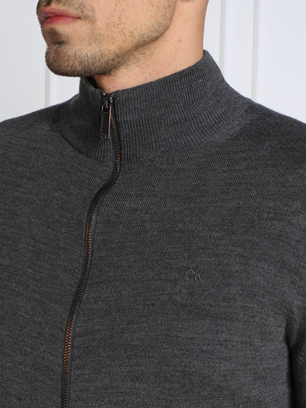 Merino Zip Through Jacket Dark Grey Heather / L