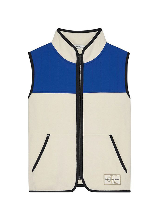 Mix Media Clr Block Fleece Vest Muslin / 10