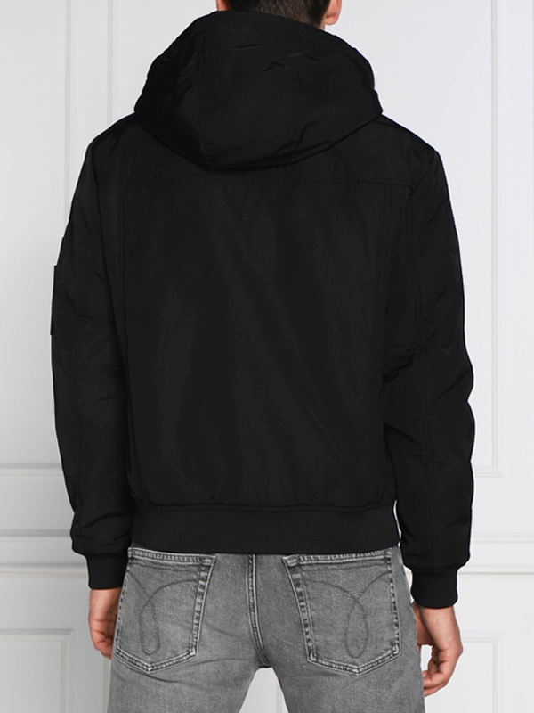 Badge Hooded Bomber Jacket Ck Black / L