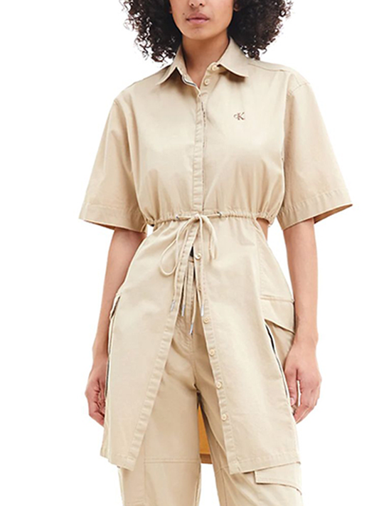 Archival Cut Out Shirt Dress Travertine / L